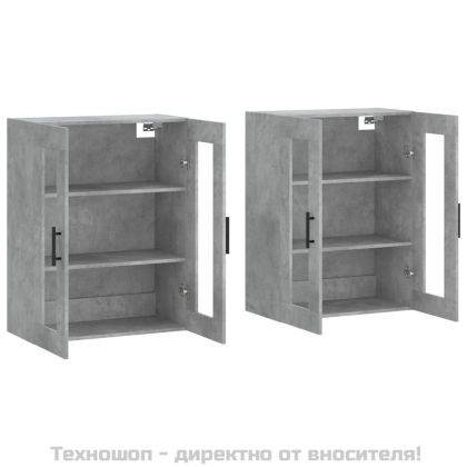 Стенни шкафове, 2 бр, бетонно сиви, инженерно дърво