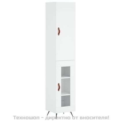 Висок шкаф, бял, 34,5x34x180 см, инженерно дърво