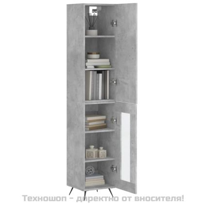 Висок шкаф, бетонно сив, 34,5x34x180 см, инженерно дърво