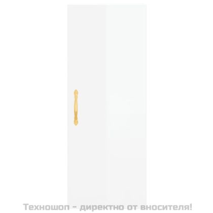 Висок шкаф, бял гланц, 34,5x34x180 см, инженерно дърво