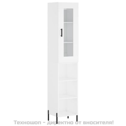 Висок шкаф, бял, 34,5x34x180 см, инженерно дърво