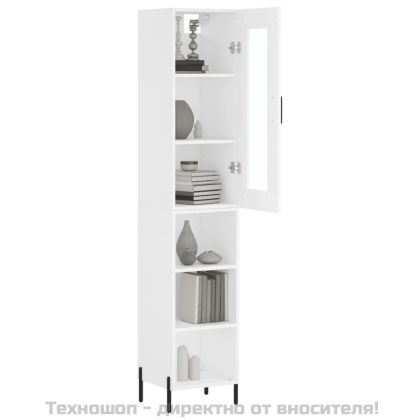 Висок шкаф, бял, 34,5x34x180 см, инженерно дърво
