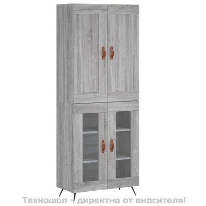 Висок шкаф, сив сонома, 69,5x34x180 см, инженерно дърво