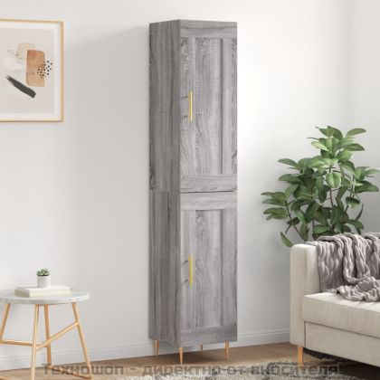 Висок шкаф, сив сонома, 34,5x34x180 см, инженерно дърво
