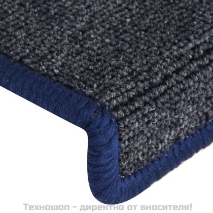 Изтривалки за стълби 15 бр. 65x21x4 см, тъмносиви и сини, правоъгълни, кант