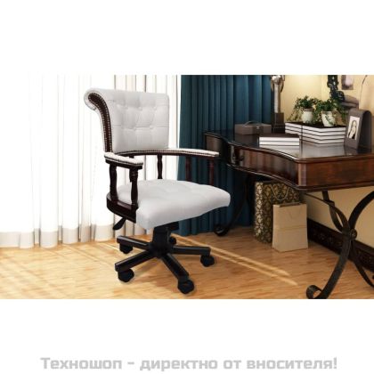 Въртящ офис стол, бял