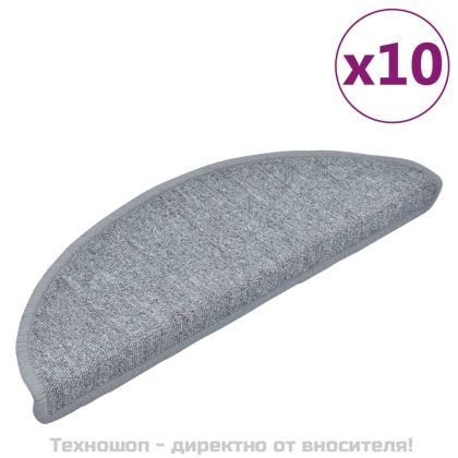 Изтривалки за стълби, 10 бр., 65x24x4 см, светлосиви, полукръгли, големи