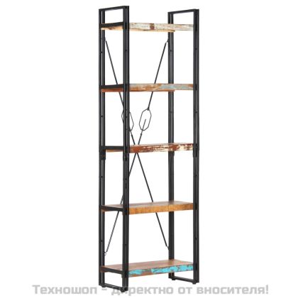 Библиотека с 5 рафта, 60x30x180 см, регенерирано дърво масив