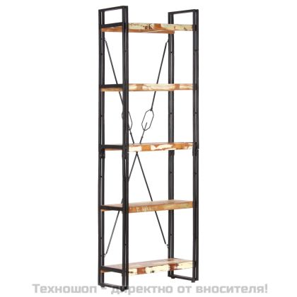 Библиотека с 5 рафта, 60x30x180 см, регенерирано дърво масив