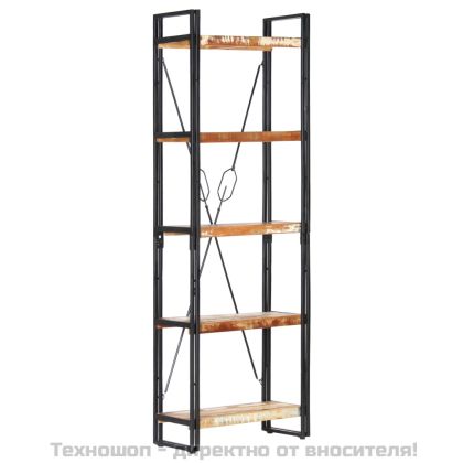 Библиотека с 5 рафта, 60x30x180 см, регенерирано дърво масив