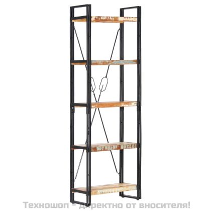 Библиотека с 5 рафта, 60x30x180 см, регенерирано дърво масив