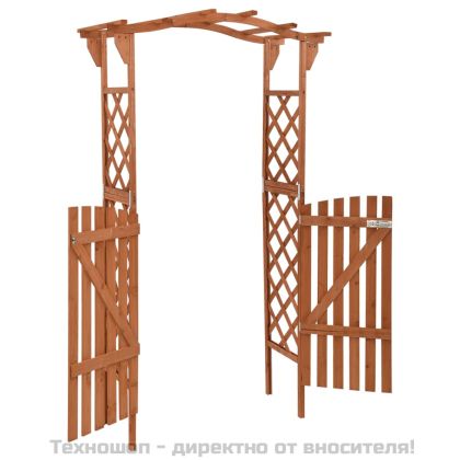 Пергола с врата, 116x40x204 см, масивен чам