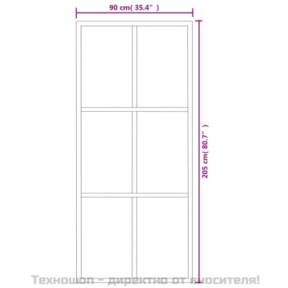 Плъзгаща врата, ESG стъкло и алуминий, 90x205 см, черна