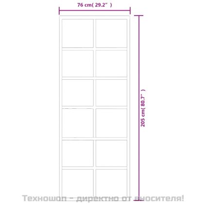 Плъзгаща врата, ESG стъкло и алуминий, 76x205 см, черна