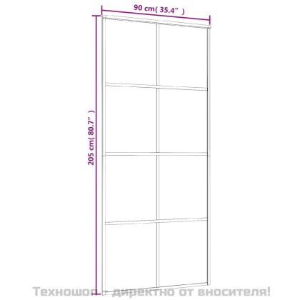 Плъзгаща се врата, черна, 90x205 см, ESG стъкло и алуминий