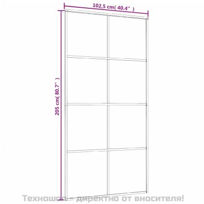 Плъзгаща се врата, черна, 102,5x205 см, ESG стъкло и алуминий