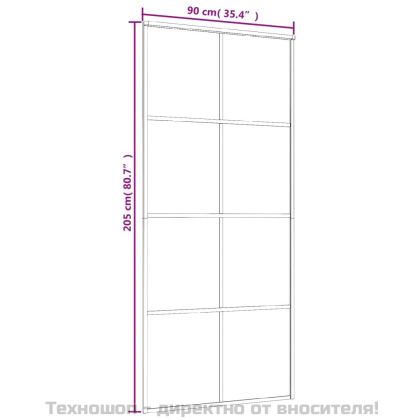 Плъзгаща врата, алуминий и ESG стъкло, 90x205 см, черна