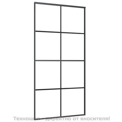 Плъзгаща се врата алуминий и ESG стъкло 102,5x205 см черна