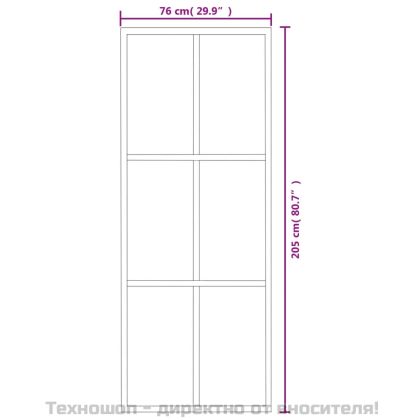 Плъзгаща се врата с механизъм, ESG стъкло и алуминий, 76x205 см