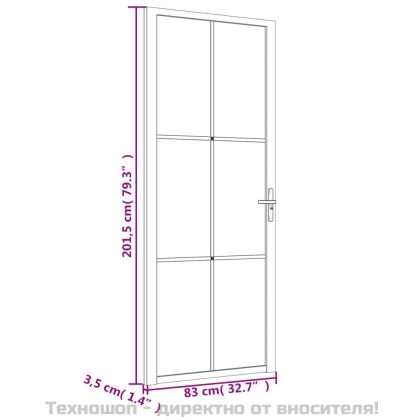 Интериорна врата, 83x201,5 см, черен мат, стъкло и алуминий