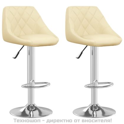 Бар табуретки, 2 бр, кремави, изкуствена кожа