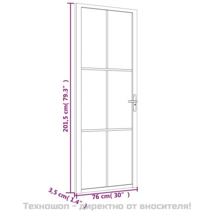 Интериорна врата 76x201,5 см черна ESG стъкло и алуминий