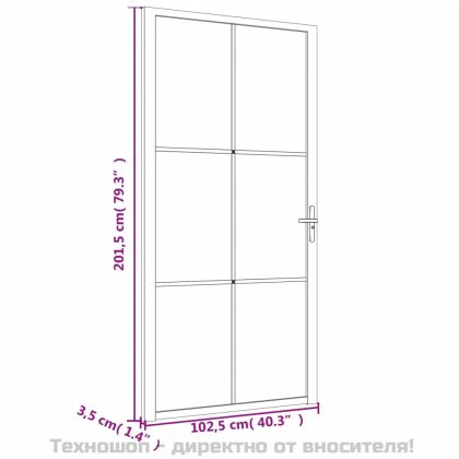 Интериорна врата, 102,5x201,5 см, черна, ESG стъкло и алуминий