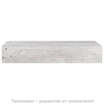Стенен рафт с чекмедже, бетонно сив, 60x23,5x10 см, МДФ