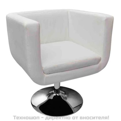 Бар табуретка, бяла, изкуствена кожа