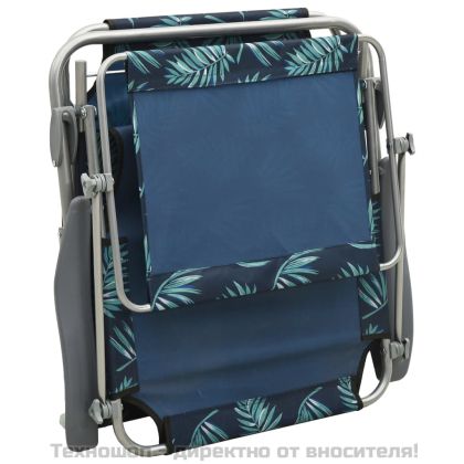 Шезлонг с навес, стомана, принт на листа