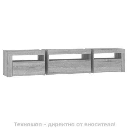 ТВ шкаф с LED осветление, сив сонома, 195x35x40 см