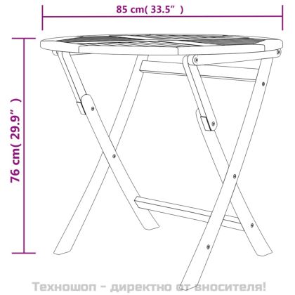Сгъваема градинска маса, 85x76 см, тиково дърво масив