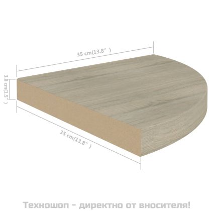 Окачен ъглов рафт, дъб, 35x35x3,8 см, МДФ
