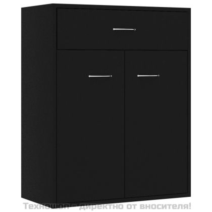 Сайдборд, черен, 60x30x75 см, инженерно дърво