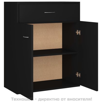 Сайдборд, черен, 60x30x75 см, инженерно дърво