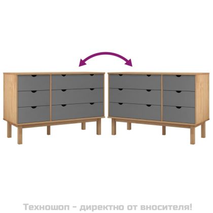 Шкаф с чекмеджета OTTA кафяво и сиво 111x43x73,5 см бор масив