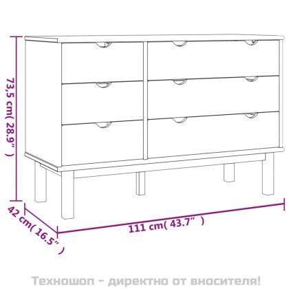 Шкаф с чекмеджета OTTA кафяво и сиво 111x43x73,5 см бор масив