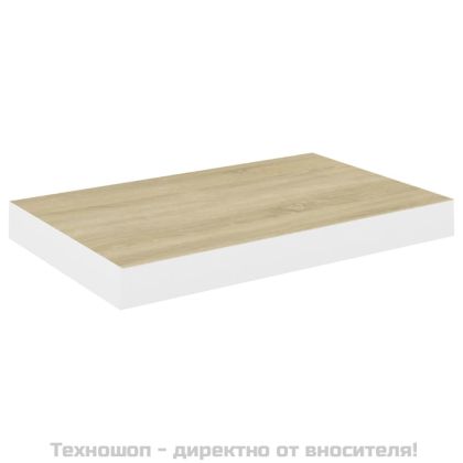 Окачен стенен рафт, дъб и бял, 40x23x3,8 см, МДФ