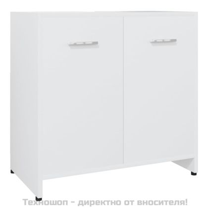 Шкаф за баня, бял, 60x33x61 см, инженерно дърво