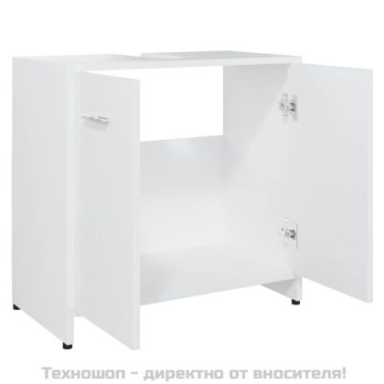 Шкаф за баня, бял, 60x33x61 см, инженерно дърво