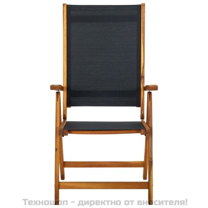 Сгъваеми градински столове, 2 бр, акация масив и textilene