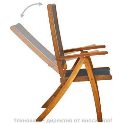 Сгъваеми градински столове, 2 бр, акация масив и textilene