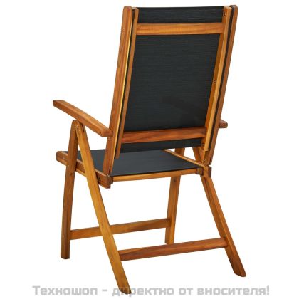 Сгъваеми градински столове, 2 бр, акация масив и textilene