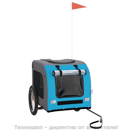 Ремарке за колело за любимци син и сив Оксфорд плат и желязо