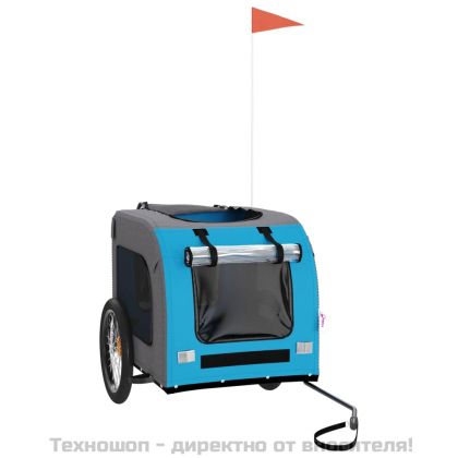 Ремарке за колело за любимци син и сив Оксфорд плат и желязо