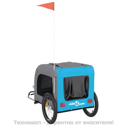 Ремарке за колело за любимци син и сив Оксфорд плат и желязо