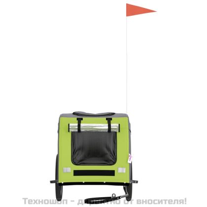 Ремарке за колело за любимци зелен и сив Оксфорд плат и желязо