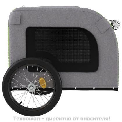 Ремарке за колело за любимци зелен и сив Оксфорд плат и желязо