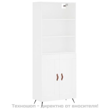 Висок шкаф, бял, 69,5x34x180 см, инженерно дърво