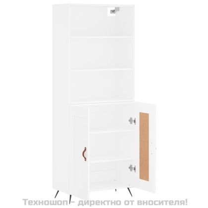 Висок шкаф, бял, 69,5x34x180 см, инженерно дърво